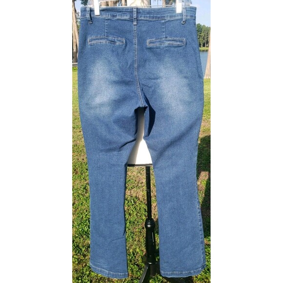 Zoe + Phoebe High Rise Slim Boot Leg Dark Wash Stretch Blue Jeans Women’s Sz 12 - Picture 3 of 16